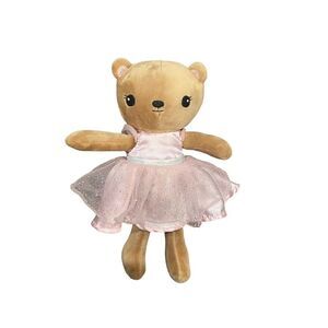 H&M Bear Brown Pink Dress Ears Teddy Soft Toy Plush Ballerina Stuffed 9”